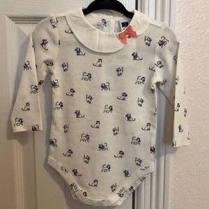 NWT. Janie and Jack cat print long sleeve onesie.
